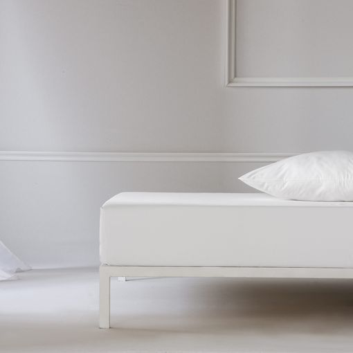 Sábana bajera ajustable lisa Blanco cama 200 cm - 200x200 cm, algodón 200  hilos.