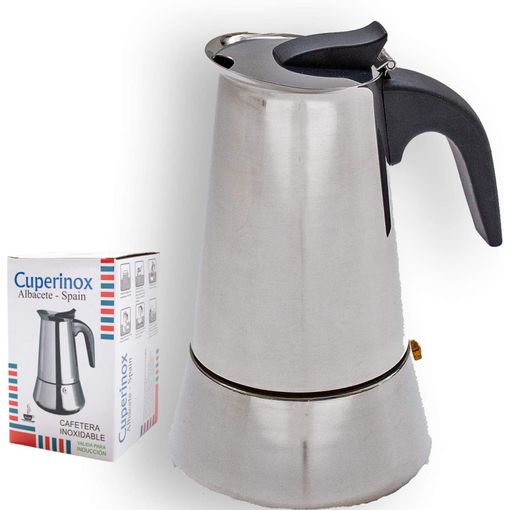 Cuperinox Cafetera Italiana 12 Tazas, cafetera Italiana Inducción, Cafetera Italiana Acero Inoxidable, Mango Anti Quemaduras, Válvula De  Seguridad con Ofertas en Carrefour