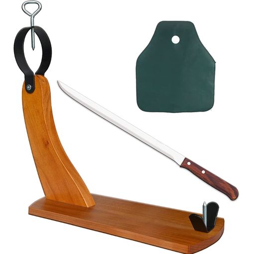 CUPERINOX Jamonero profesional tipo Góndola + Cuchillo Jamonero Alveolos  Acero Inoxidable (240 mm hoja)