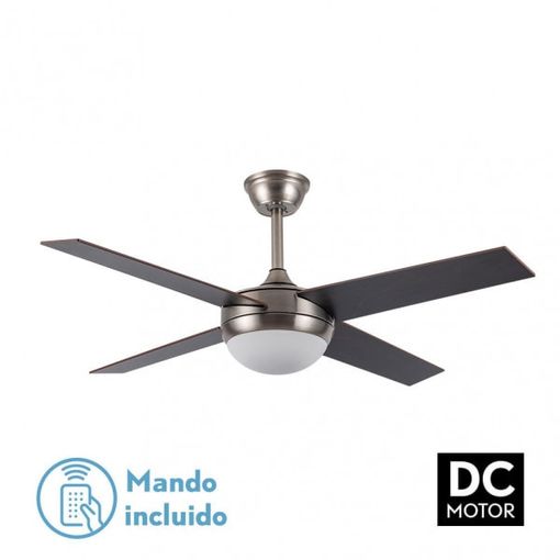 Ventilador Dc Ciro 2xe27 Niquel 4 Asp.rev. Haya/wengue 35/45x116,8d Remoto Y Temporizador