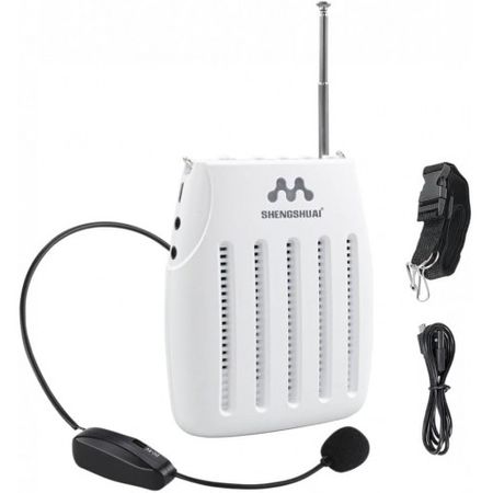 Amplificador De Voz Portátil Inalámbrico Altavoz Recargable Con Micrófono,  Bluetooth, Radio Fm Inalámbrica Y Micrófono Blanco con Ofertas en Carrefour