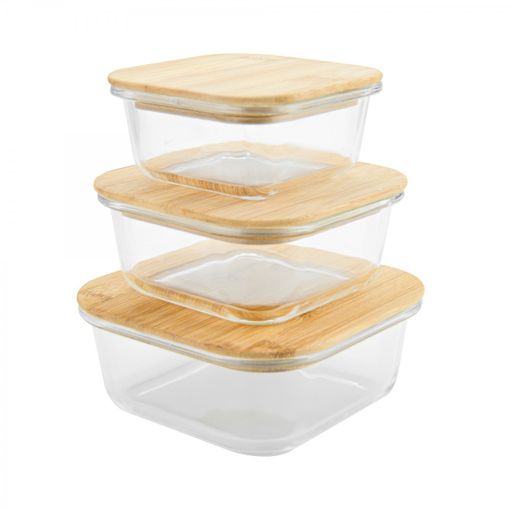 Set 3 Tuppers De Cristal Con Tapa De Bambú Jocca - 320ml + 520ml + 800ml  con Ofertas en Carrefour