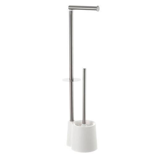 Portarrollos Escobillero de Pie Cromado 80 cm para Baño