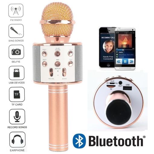 Microfono Inalambrico Con Altavoz Y Bluetooth Usb Teléfono Karaoke Ws858  con Ofertas en Carrefour