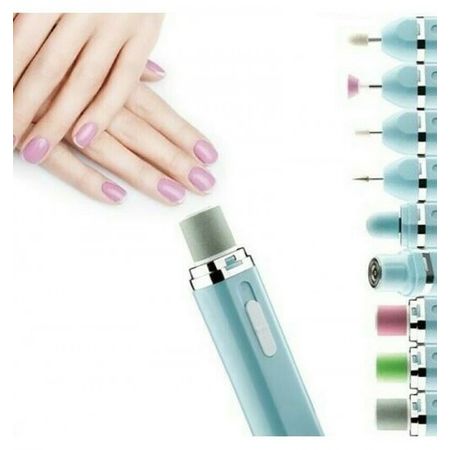 Torno Para Uñas Manicura Profesional Recargable + Kit Brocas Color Blanco