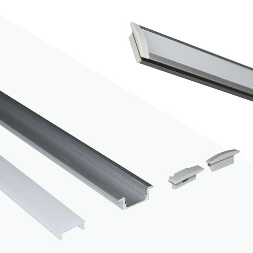 Perfil De Aluminio Empotrable Para Tira Led Con Difusor - 2 Tapas - 23x8mm  - 2 Metros con Ofertas en Carrefour