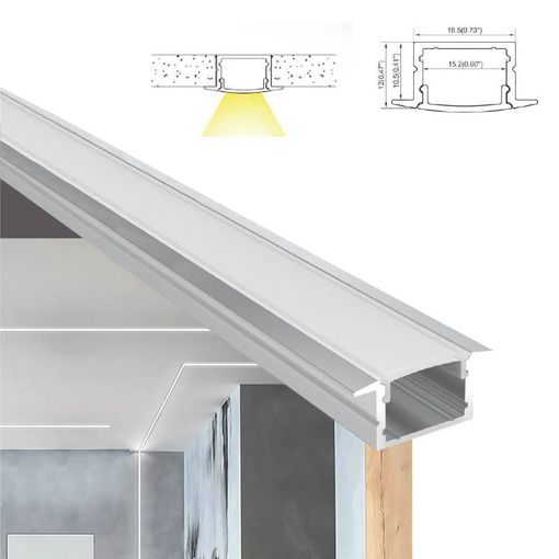 Perfil De Aluminio Empotrable Para Tira Led Con Difusor - 2 Tapas - 23x8mm  - 2 Metros con Ofertas en Carrefour