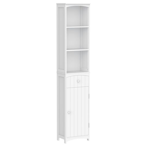 Mueble Columna de baño Armario Alto para baño con 1 Cajón y 2 Puertas  Blanco 32 x 30 x 170 cm BZR70-W SoBuy ES