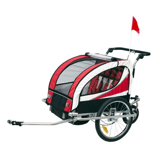 Remolque Para Bicicleta Homcom Metal Tela Oxford, 155x88x108 Cm, Rojo