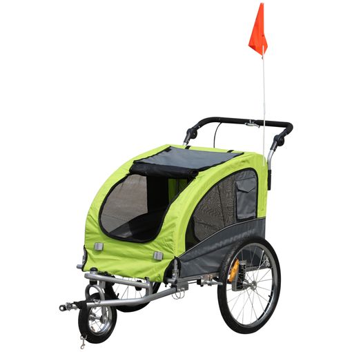 Remolque bicicleta para perros hierro tela Oxford naranja negro