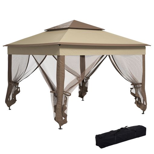 Carpa Plegable De Metal Poliéster 325x325x265 Cm - Outsunny. Marrón con  Ofertas en Carrefour