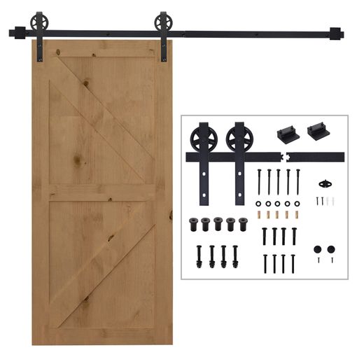 Homcom Kit De Herrajes Para Puerta Corredera 200 Cm Guía De Puerta