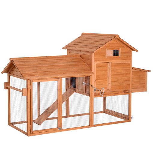 Gallinero de madera para exterior de 2-4 Gallinas 192,7x78,9x111 cm -  Naranja PawHut en Planeta Huerto