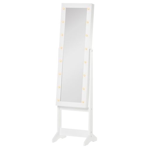 Espejo Joyero Pie Con Luces De Mdf Vidrio Homcom 36x30x136 Cm-blanco con  Ofertas en Carrefour