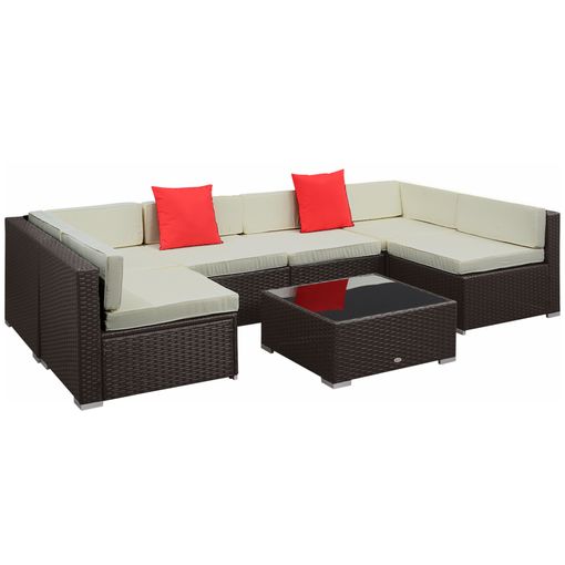 Conjunto Muebles Jardín Conjunto Sofá Washington Negro 1 Sofá Doble, 2  Sillones 1 Mesa Ratán Sintético con Ofertas en Carrefour