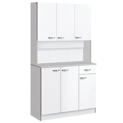 Mueble Auxiliar De Cocina En Color Blanco Con Un Cajon Y Varios  Compartimentos 132x99 Cm con Ofertas en Carrefour