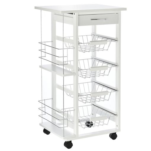 Carrito De Cocina Con Ruedas De Acero Pp Homcom 51,5x32x75,6cm-blanco con  Ofertas en Carrefour