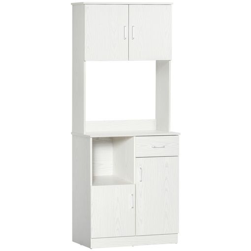 Alacena Cocina de MDF, Madera de Caucho 68x39,5x170cm - Blanco