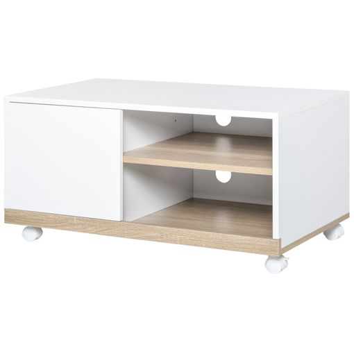 Mueble Tv Melamina Madera Acero Inoxidable Homcom 120x39,5x52cm-roble con  Ofertas en Carrefour