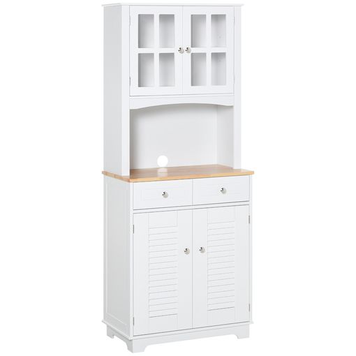 Alacena Cocina de MDF, Madera de Caucho 68x39,5x170cm - Blanco