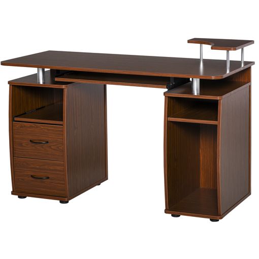 Mesa De Ordenador Pc De Melamina De Madera Homcom 120x55x85 Cm-marrón con  Ofertas en Carrefour