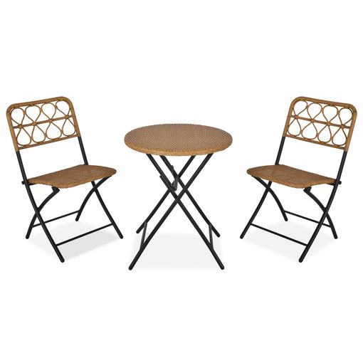 Conjunto Mesa + 2 Sillas De Ratán Pe Y Acero - Outsunny. Natural con  Ofertas en Carrefour