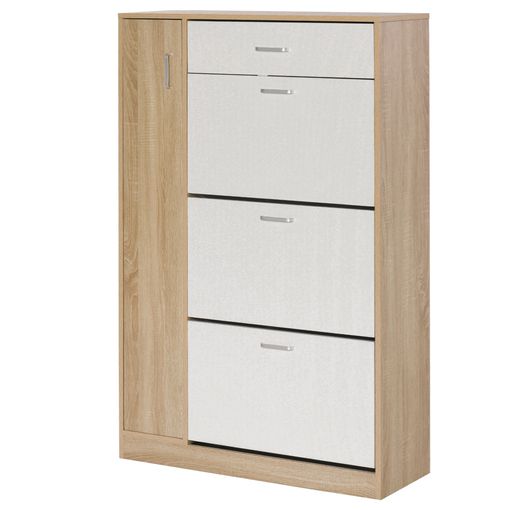 HOMCOM Zapatero Mueble Armario 83x30x90cm 2 Puerta Estanteria Zapatos 4 Baldas  Interior y 4 Baldas Exterior