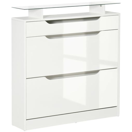 Mueble Zapatero Con Cajón Y Estante Superior De Vidrio Blanco Vidaxl con  Ofertas en Carrefour