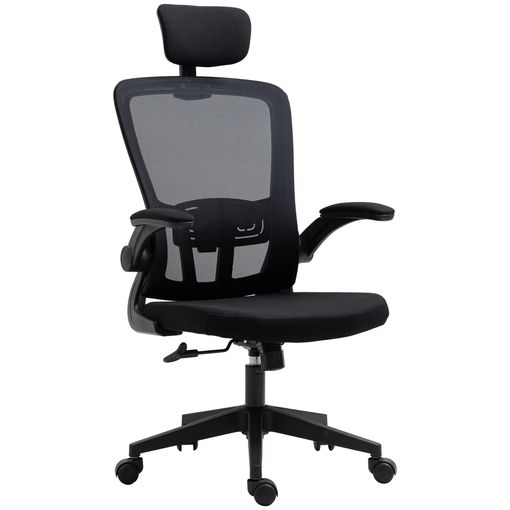 HomCom Silla de Oficina Ergonómica Sillón Escritorio Respaldo Alto Carga  120kg Negro