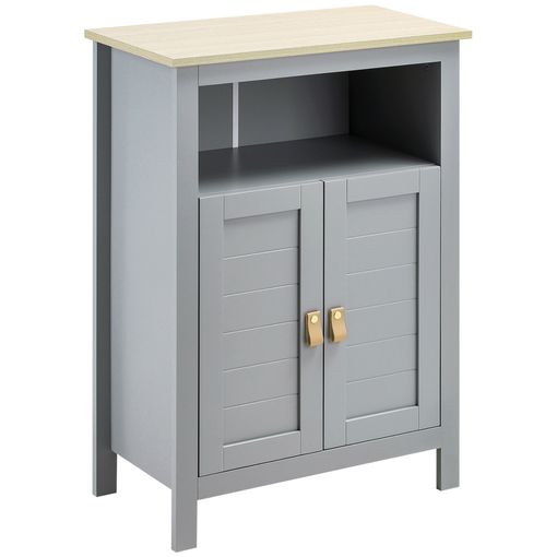 Armario De Baño Con 2 Puertas De Mdf Kleankin 59x30x85 Cm-gris con Ofertas  en Carrefour