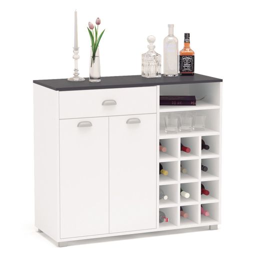 Buffet Asfeld Color Blanco 2 Armarios 1 Cajón Almacenaje Cocina