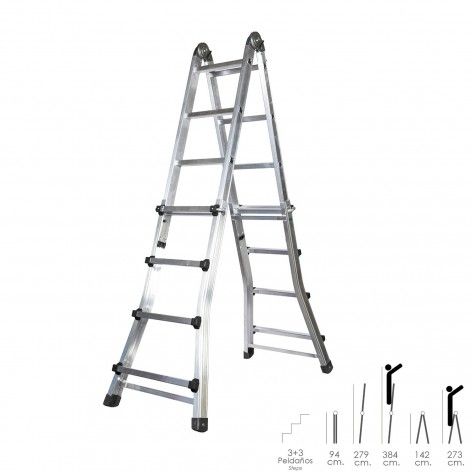 Escalera Aluminio 3 Tramos 9+9+9 Peldaños.plegable, Telescópica,  Antideslizante, Resistente. con Ofertas en Carrefour