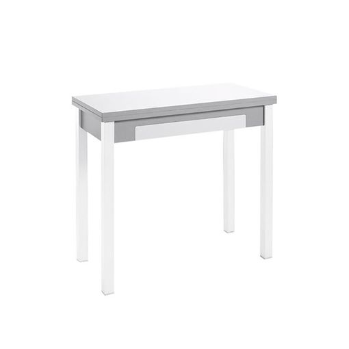 Mesa De Cocina Con Cajón En Cristal Blanco Óptico Apertura Tipo Giratoria  Tipo Libro, Patas Blancas 90 Cm (ancho) X 77 Cm (alto) X 45 - 90 Cm (fondo)  con Ofertas en Carrefour