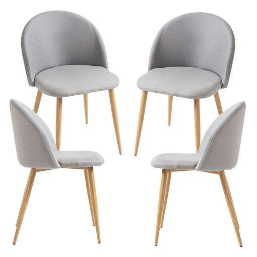 Pack 2 Sillas Comedor Blancas Con Asiento Tapizado Tela Gris con Ofertas en  Carrefour