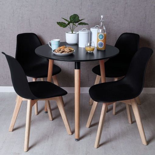 Conjunto Mesa Tower Redonda 80 Cm Negra Y Pack 4 Sillas Kelen - Negro con  Ofertas en Carrefour