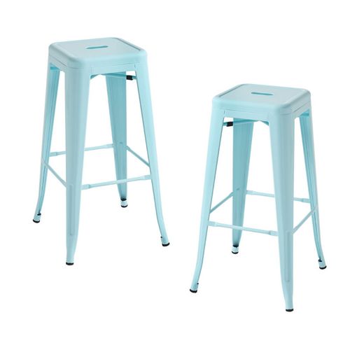 Pack 2 Taburetes Torix Altos De Acero Reforzado 76*30*30 Cm - Azul Cielo