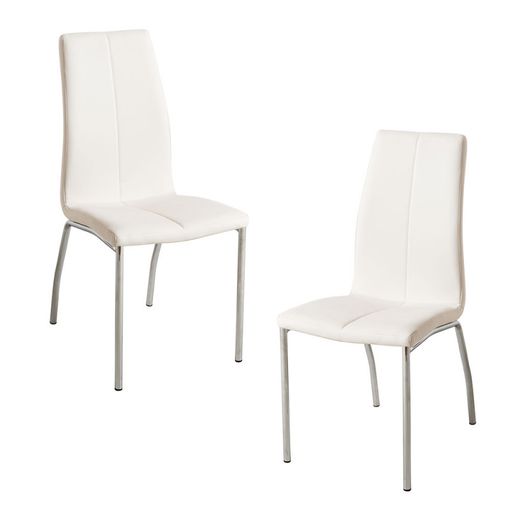 Pack 2 Sillas Comedor Blancas Con Asiento Tapizado Tela Gris con Ofertas en  Carrefour