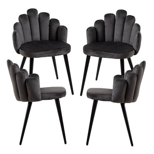 Pack De 4 Sillas Comedor, Salón Sweden En Terciopelo Gris Oscuro Patas  Negras con Ofertas en Carrefour