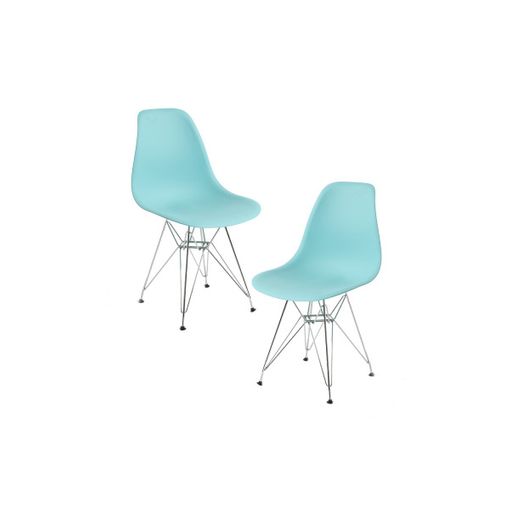 Pack 2 Sillas Tower Metálicas De Polipropileno 82*47*39 Cm - Verde Azulado