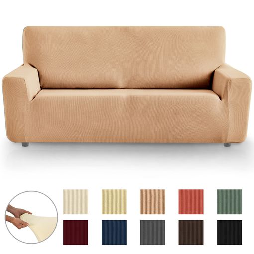 Funda De Sofa Elástica Adaptable Vega, 4 Plazas - 210 - 240 Cm. Naranja  Estoralis con Ofertas en Carrefour