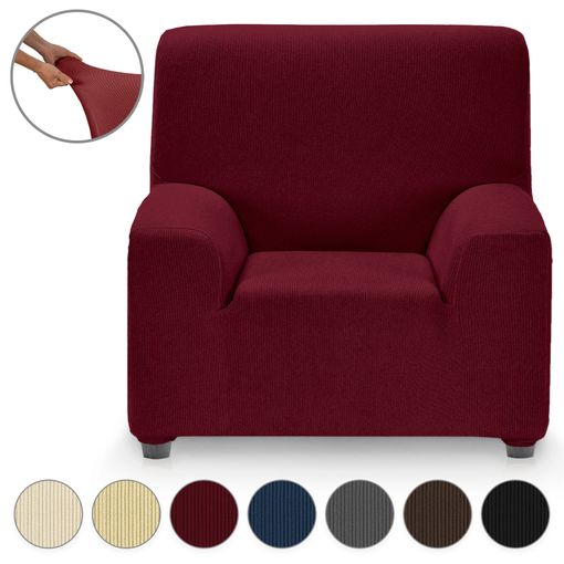 Funda Sillón / Sofá Adaptable Bielástica 1 Plaza Eiffel Textile Mónaco  (70-110cm) Rojo con Ofertas en Carrefour