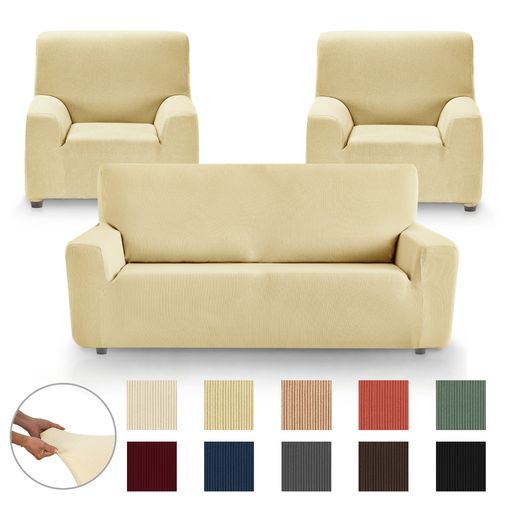 Pack 2 Fundas de sillón 1 plaza (70-110) cm marrón MILAN