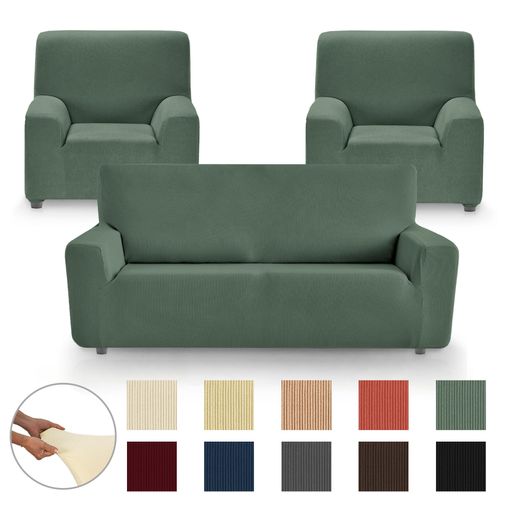 Funda De Sofa Elástica Adaptable Berta, 2 Plazas - 140 - 170 Cm. Verde  Estoralis con Ofertas en Carrefour