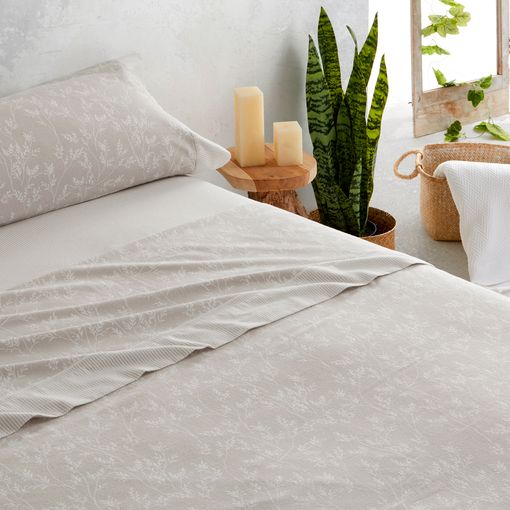 Vipalia - Juego De Sábanas De Franela 100% Algodón. Cama 105 Cm. Ramas  Beige con Ofertas en Carrefour