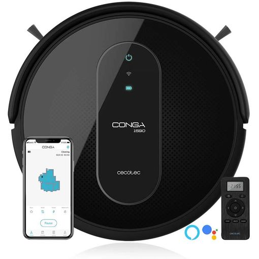 Cecotec Robot Aspirador Conga 1590 Active. Tecnología Itech Smartgyro 2.0, Friega. 1400pa. App Con Mapa.cepillo Para Mascotas. Magnetic Strip.alexa & Google Assistant.