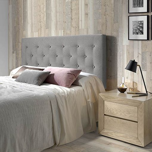 molino emoción Aislante Cabecero De Cama Tapizado Oslo 160 X 100 X 8 Cm, Capitone En Tela Gris con  Ofertas en Carrefour | Ofertas Carrefour Online