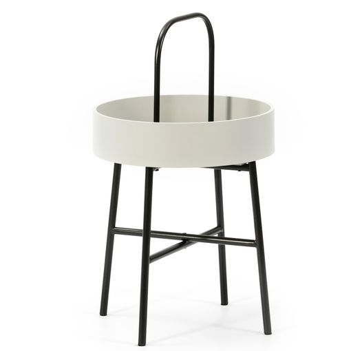 Mesa Cocina Plegable, Mesa Auxiliar Estructura metal y tapa superior de  Madera, Color BLANCO, 79x79 cm