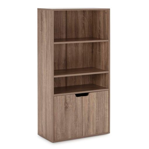 Mueble Estantería Noah. Librería Abierta Lineal Minimalista Con 8  Compartimentos. 175 X 129 Cm En Roble Y Gris con Ofertas en Carrefour