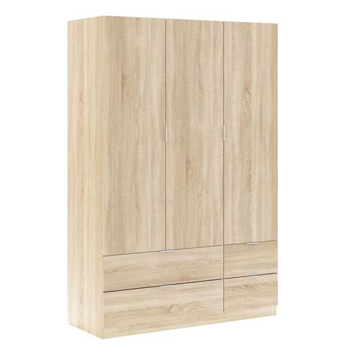 Armario Ropero Reus 3 Puertas Y 4 Cajones Color Roble, 135 Cm (ancho) 52 Cm  (profundo) 200 Cm (altura) con Ofertas en Carrefour | Ofertas Carrefour  Online