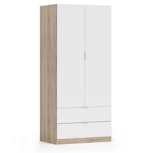 Armario Ropero Sabiote Con 2 Puertas Abatibles En Roble Natural 184 Cm(alto)81  Cm(ancho)52 Cm(largo) , Color - Natural con Ofertas en Carrefour